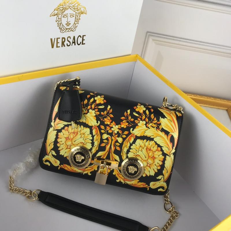 Versace Chain Handbags DBFG303 printed black and yellow